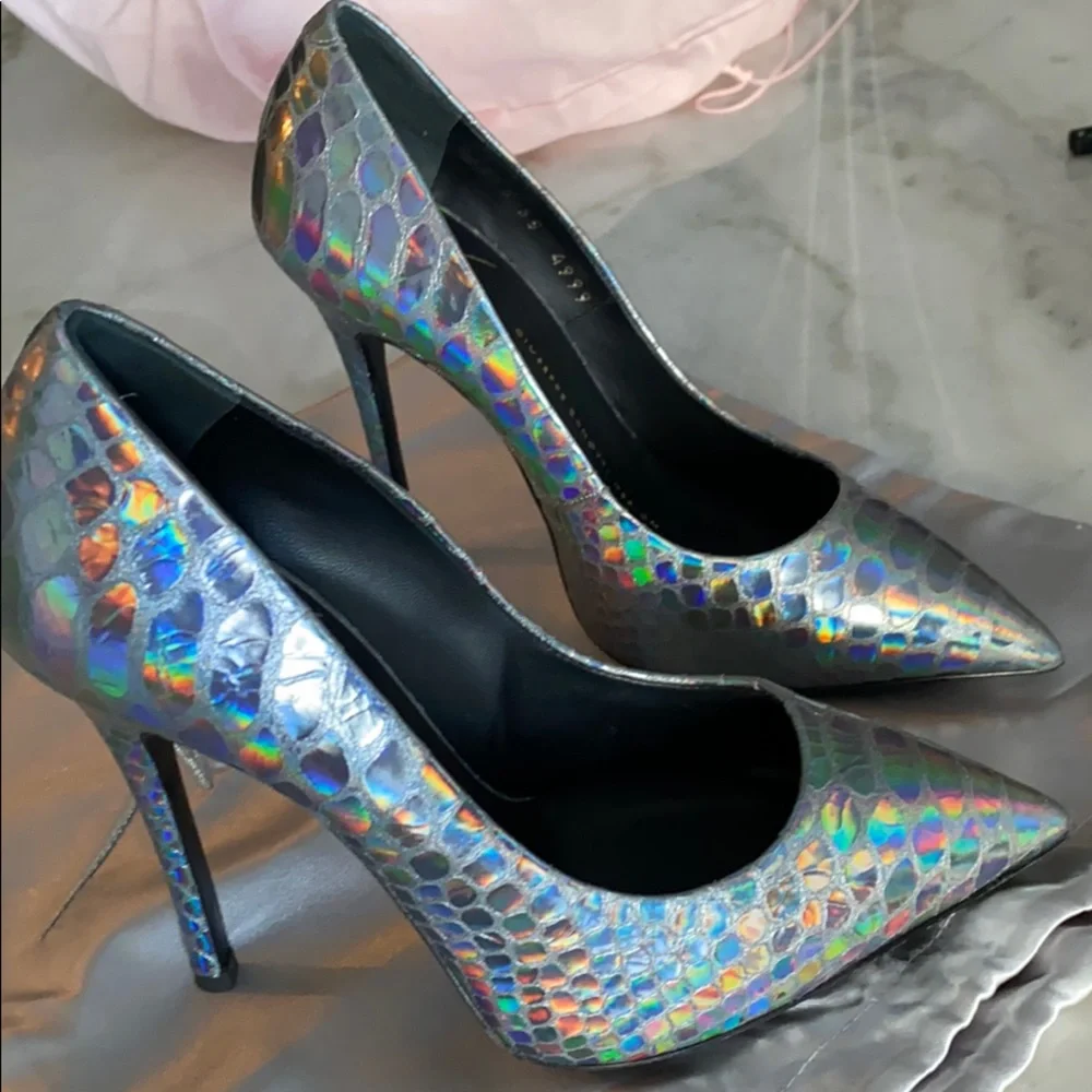 Giuseppe Zanotti RARE Mirrored Leather Silver Pumps